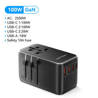 Vention Universal Travel Adapter 65W 100W 120W GaN V Travel Charger Type c International plug Fast Charging 2 pin to 3 pin Converter Key multi Adaptor for iPhone 16 Samsung us to uk eu socket china to sg australia switzerland japan 3 way power Converter