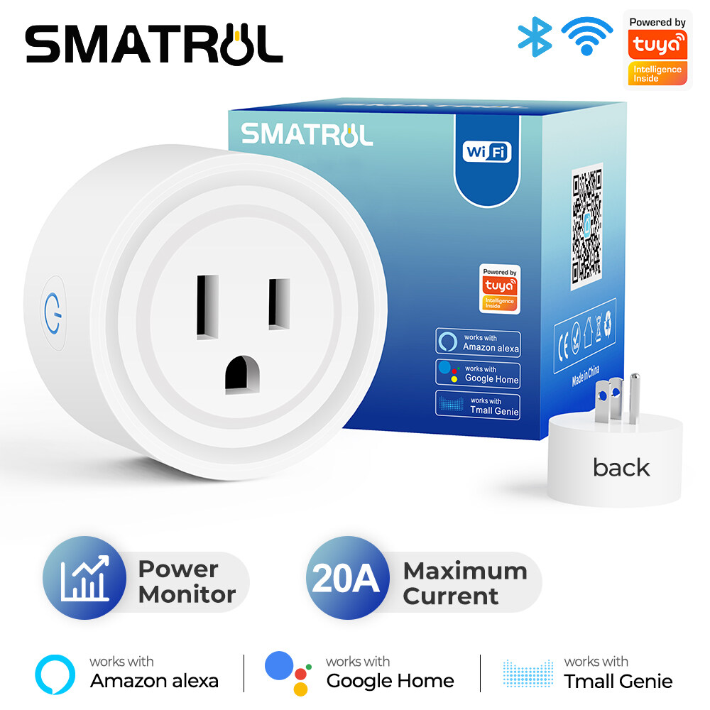 Ổ Cắm Wifi Thông Minh SMATRUL, Wifi Ổ Cắm Chuyển Đổi Ổ Cắm WiFi Điều Khiển Từ Xa, Tương Thích Với Alexa Google Nhà Trợ Lý Mỹ Cắm