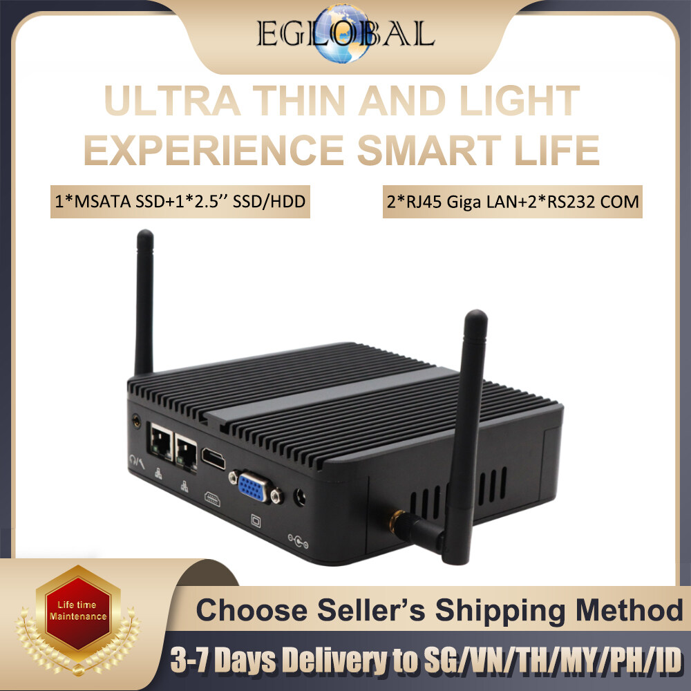 Eglobal Fanless Mini PC Intel Celeron N4100 1.1GHz dual display output 1080P 2LAN 2COM USB3.0 Business/ Office/ Online Class 3 Years Local Warranty ราคา 8,314 บาท*ส่งฟรี