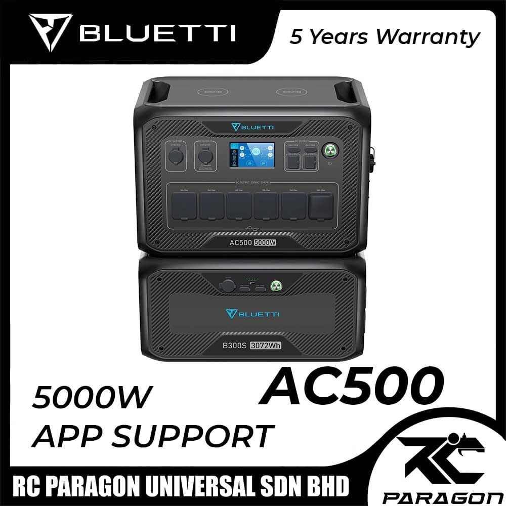 BLUETTI Power Station AC500 &amp; B300S Expansion Battery, 3072Wh LiFePO4 Battery Backup w/ 7 5000W AC Outlets (10KW Peak)