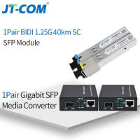 JT-COM 1 Pair Gigabit Fiber Optical Media Converter Transceiver with SFP Module 3KM/5KM/20KM/40KM 1000Mbps Fast Ethernet SFP to RJ45 switch 2 port SC/LC Single Mode