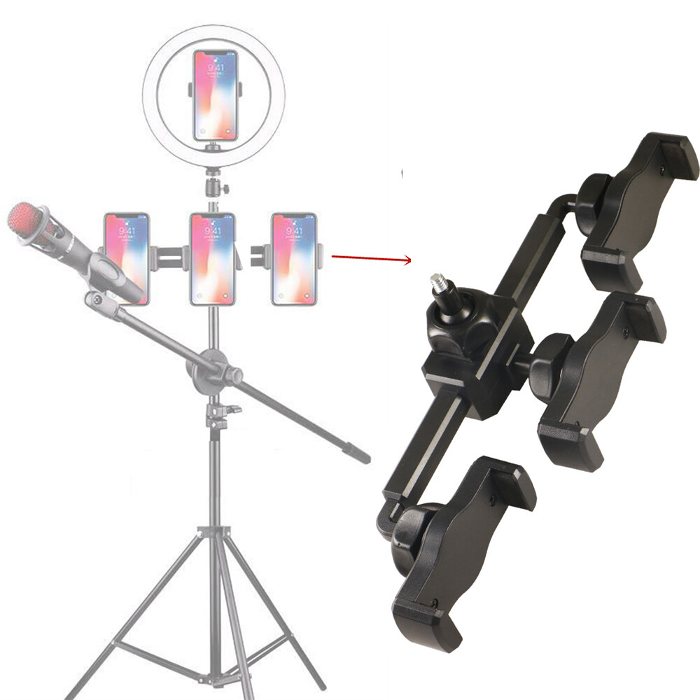 Giá đỡ micro thông dụng giá đỡ điện thoại di động kẹp để chụp ảnh phát trực tiếp video showdouble seat ba chỗ ngồi