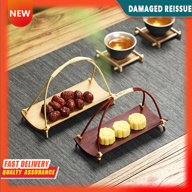 Gambar Bamboo Handmade Wedding Cakes Set Retro Chinese Creative Refreshment Tray Fruit Basket Household Small Tray