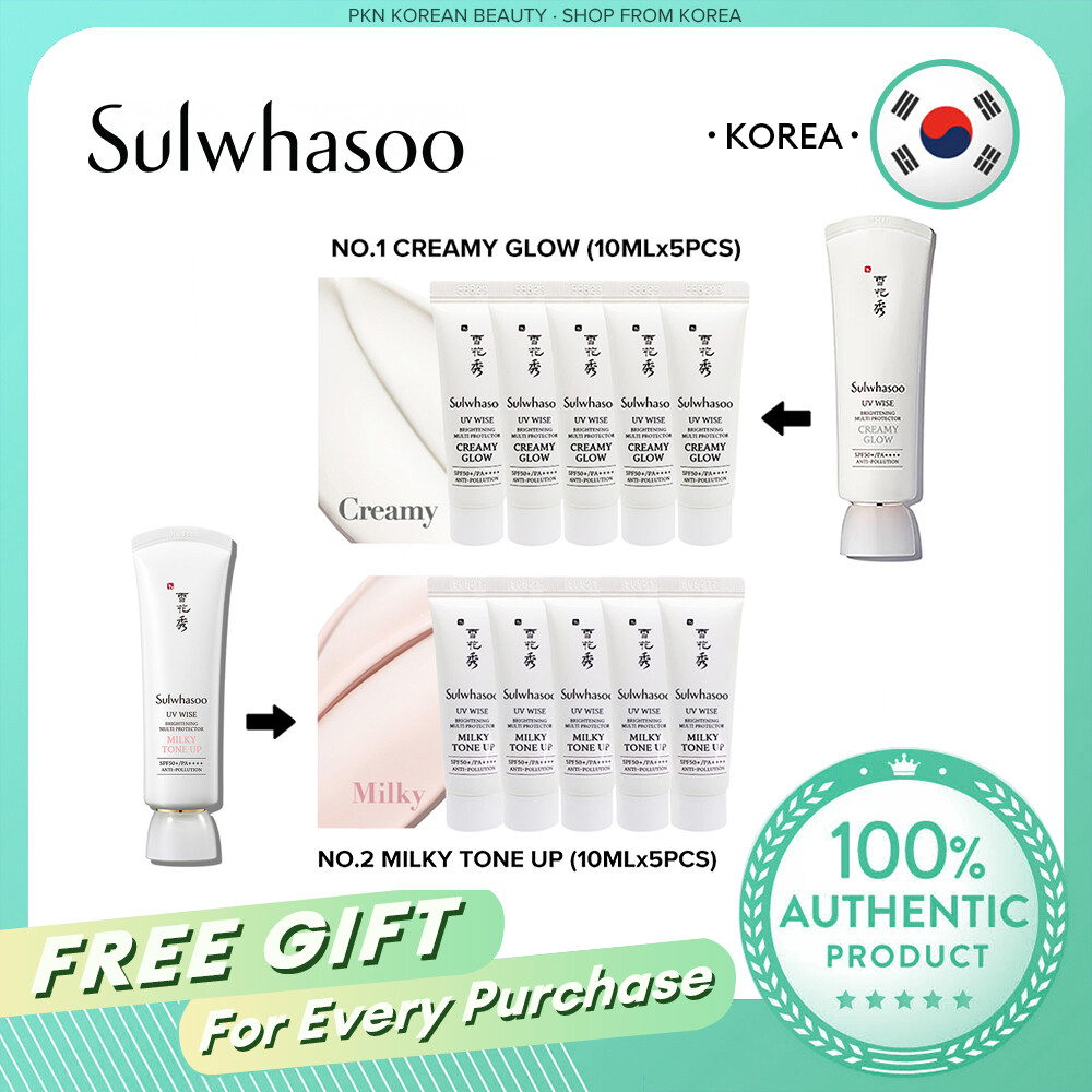 Sulwhasoo Snowise Brightening UV Wise Protector SPF 50+/PA++++ , #1 Creamy Glow, #2 Milky Tone Up, Whitening Primer Makeup Base, Sun Screen for face, Water Toner, Emulsion, Serum, Cleanser Cleansing Foam ,