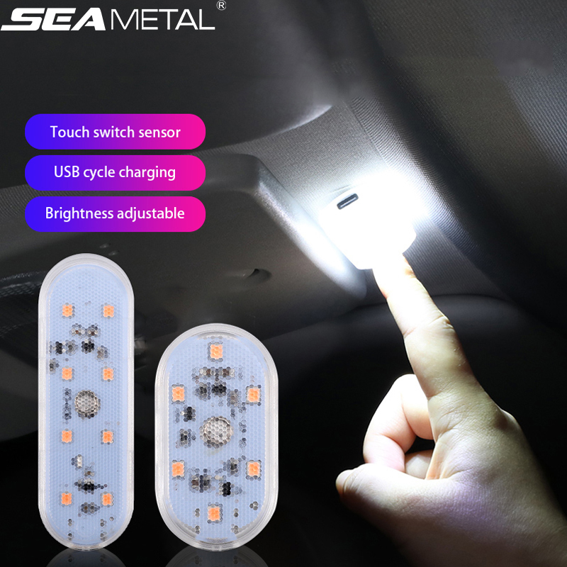 Seametal đèn led cảm ứng cho xe hơi đèn đọc sách nội thất xe hơi đèn ngủ led độ sáng cao sạc usb