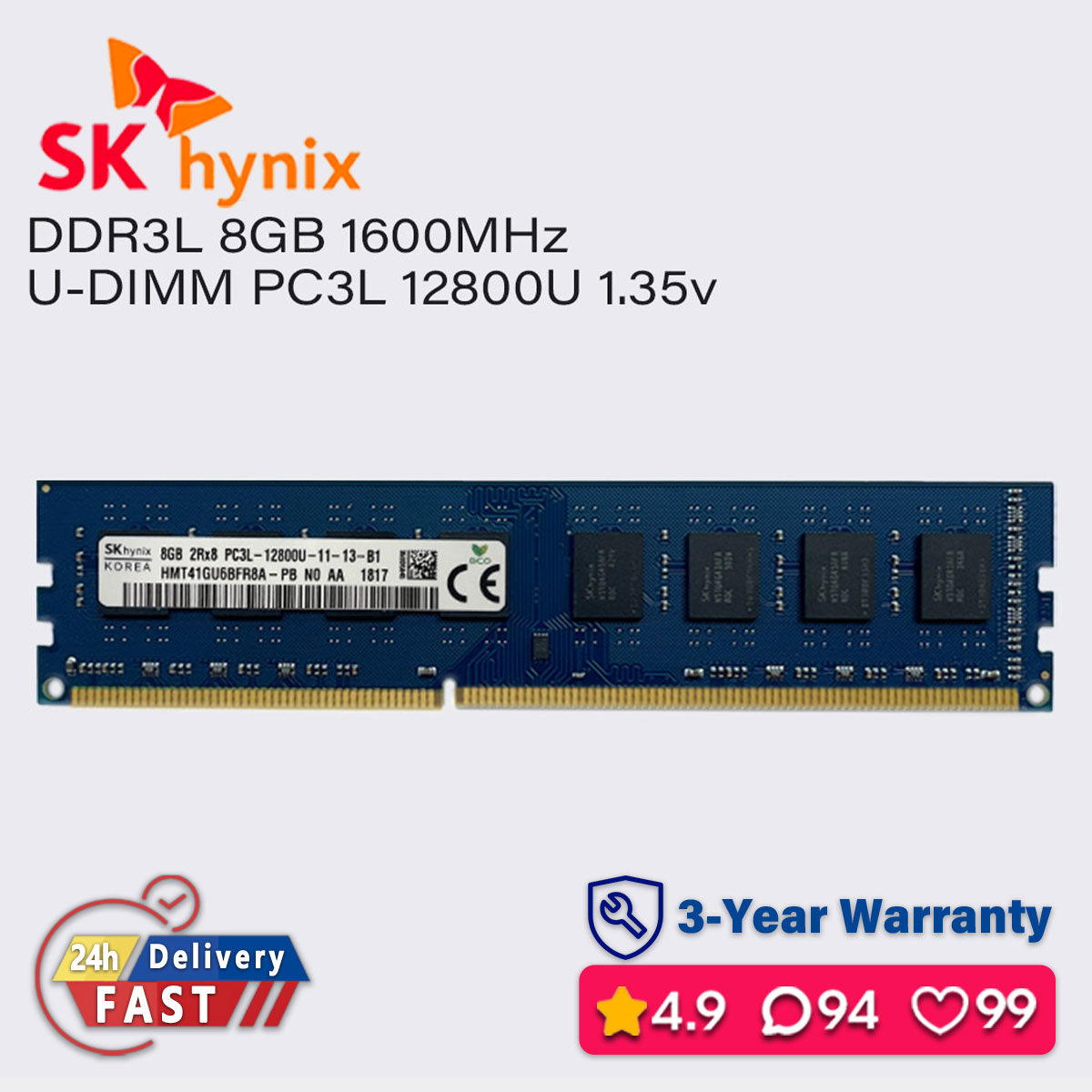 Barrette Mémoire RAM DDR3 1333MHz PC3-10600U 240 Broches - 2GB, 4GB Ou 8GB - Neuf