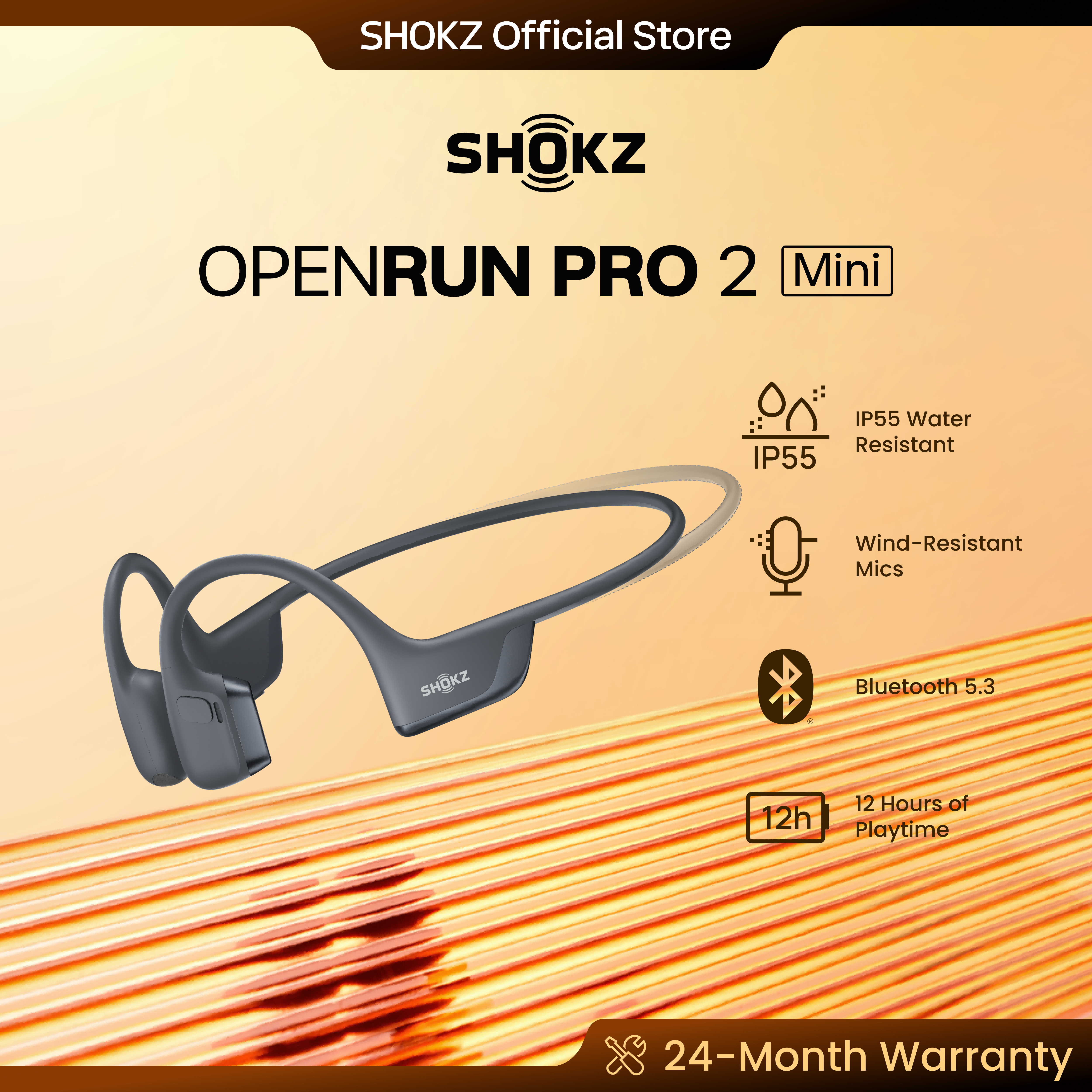 【New】SHOKZ S820MN OpenRun Pro 2 Mini - Open-Ear, Bone Conduction Sports Headphones, Wireless Bluetooth Earphones, Noise Cancelling Mics, IP55 Waterproof Sweat Resistant, 12h Workout   Playtime - Secure, Comfortable Fit - Deep Bass Smart App