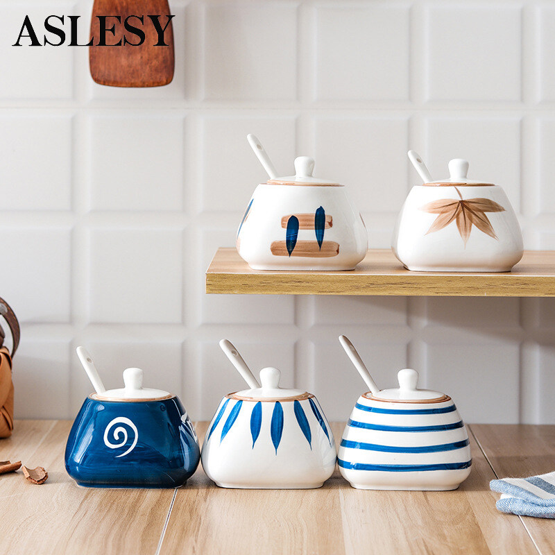 Bộ Lọ Đựng Gia Vị Bằng Gốm Phong Cách Nhật Bản Để Đựng Gia Vị Lọ Đựng Muối Tiêu Giá Đựng Đồ Nhà Bếp