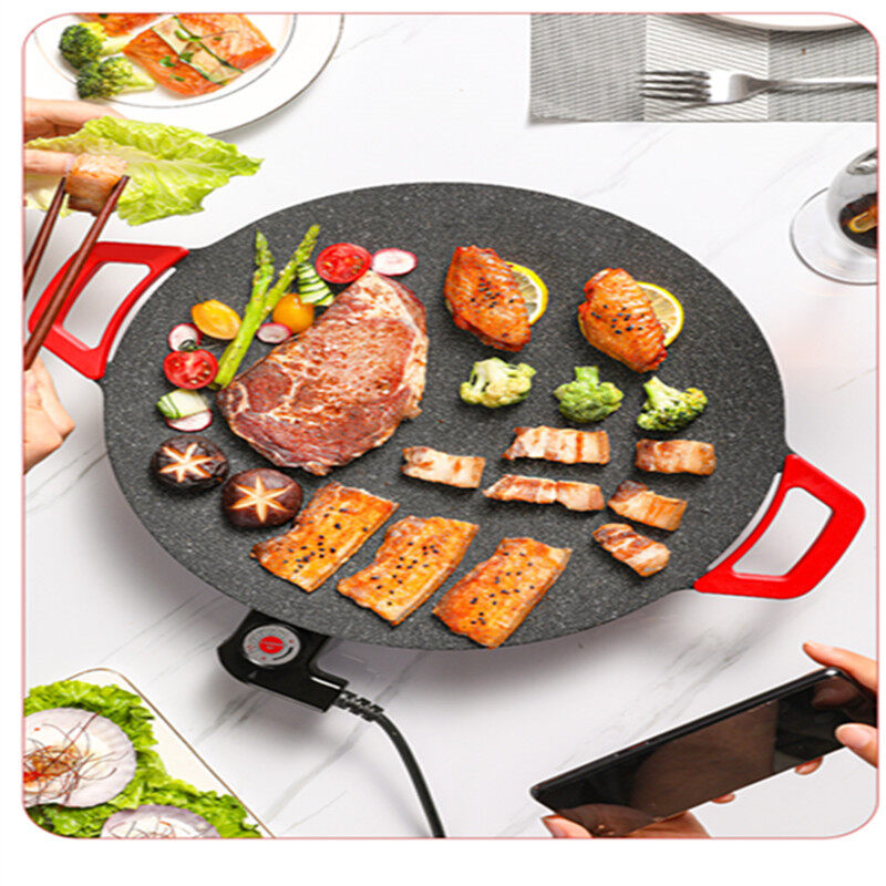 Gambar Korean style Household Barbecue Maifan Stone Non stick Barbecue Plate Multi functional Frying Electric Grill