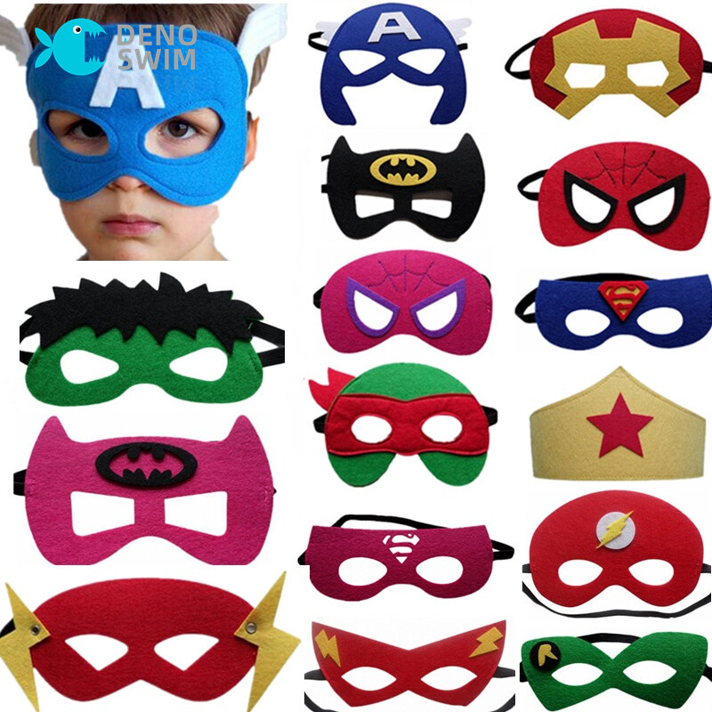 DENOSWIM Superhero Kids Children Cosplay Felt Mask Halloween Party Gifts