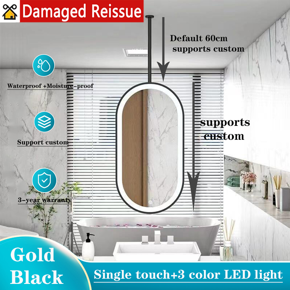 Oval Bathroom Pendant Mirror 3 Color Light Smart Mirror LED Lighting Mirror Hanging Mirror Hotel Corridor Bathroom Toilet Decorative Mirror ราคา 5,597 บาท*ส่งฟรี