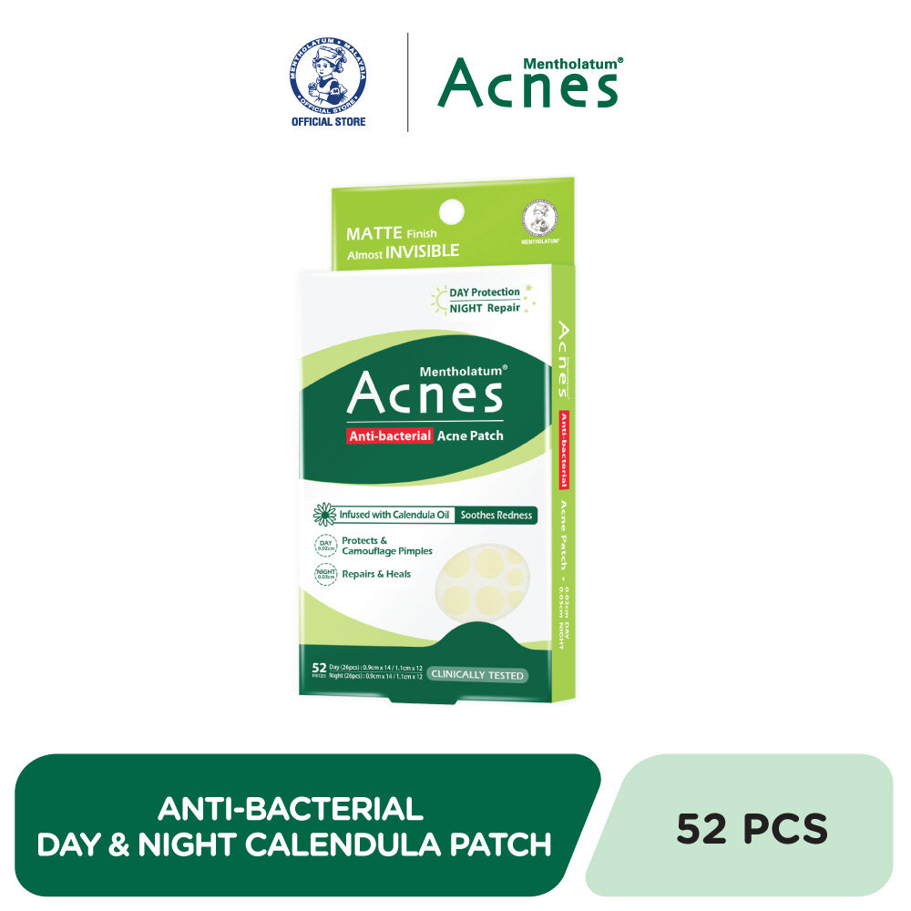 Gambar Mentholatum Acnes Anti Bacterial Day   Night Calendula Patch 52s