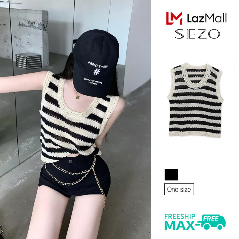 Sezo áo vest không tay kẻ sọc thời trang hàn quốc cho nữ