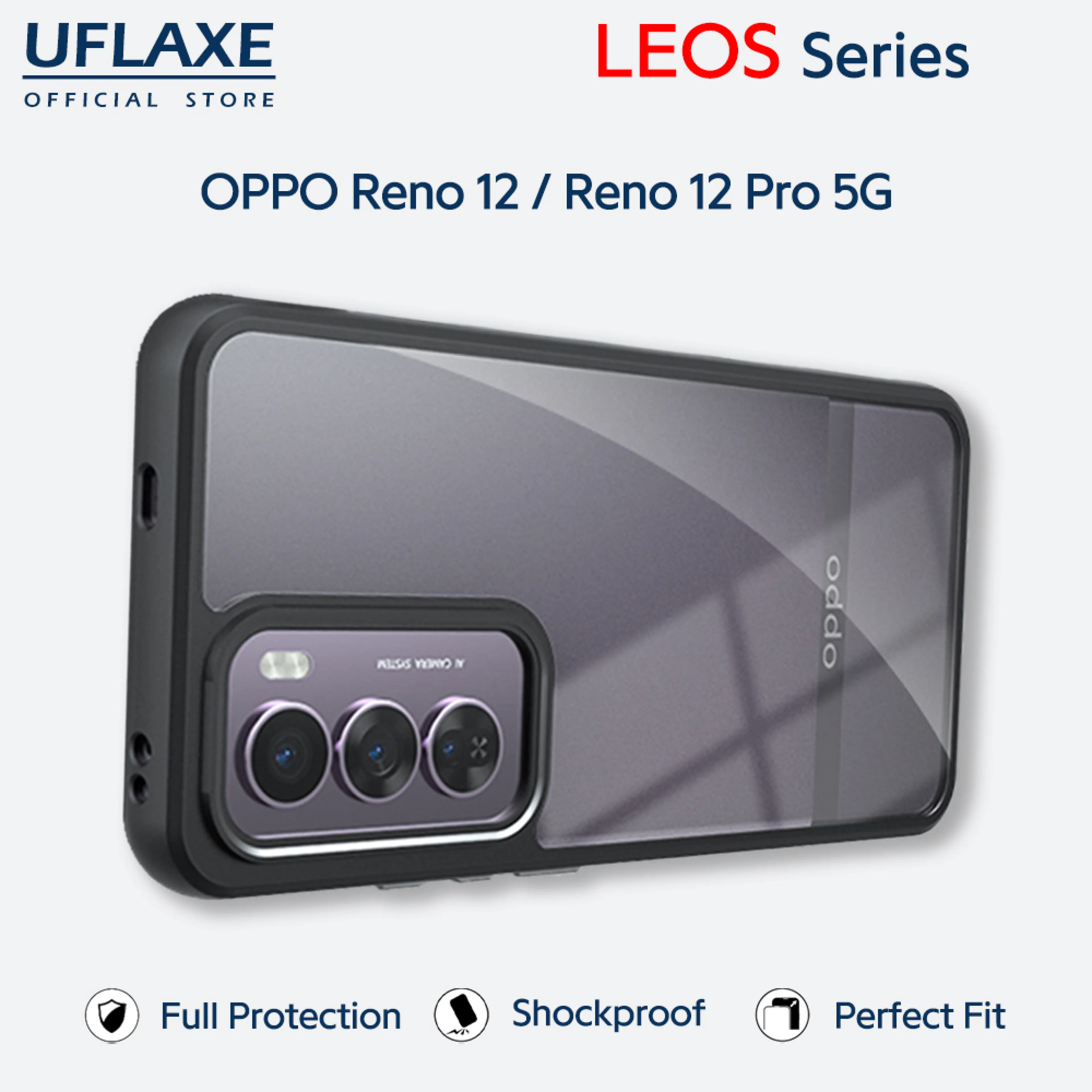 UFLAXE LEOS - For OPPO Reno 12 / Reno 12 Pro 5G Case - Matte Clear Shockproof Hard Case | Anti-Yellowing Anti-Fingerprint Durable Phone Case