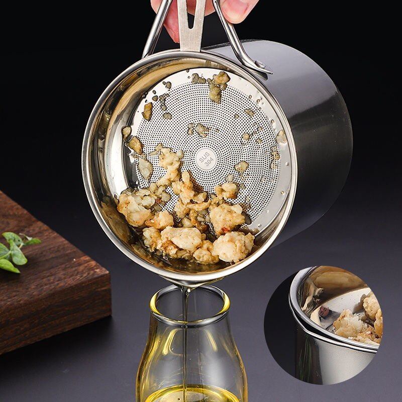 Gambar Oil Pot 1.8L 304 Stainless Steel Oil Pot Grease Keeper Oil Filter Pot Cooking Oil Pot Oil Strainer Container Pot