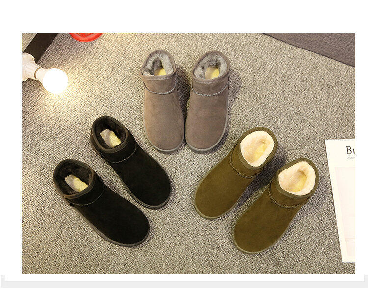 Giày Bông Giữ Ấm Mẫu Mới Mùa Đông 2021 Bốt Đi Tuyết Lót Lông Người Lười Lười Đế Bằng Bánh Mì Cổ Thấp Học Sinh Nữ 19