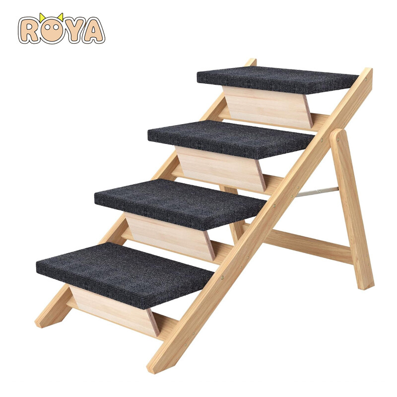 ROYA Foldable Wooden Pet Stairs Medium Dogs Steps Cat/Dog Ladder for High Beds, Sofa, Couch, Car, 2-in-1 Dog Ramp with Non-Slip Pads ราคา 1,290 บาท*ส่งฟรี