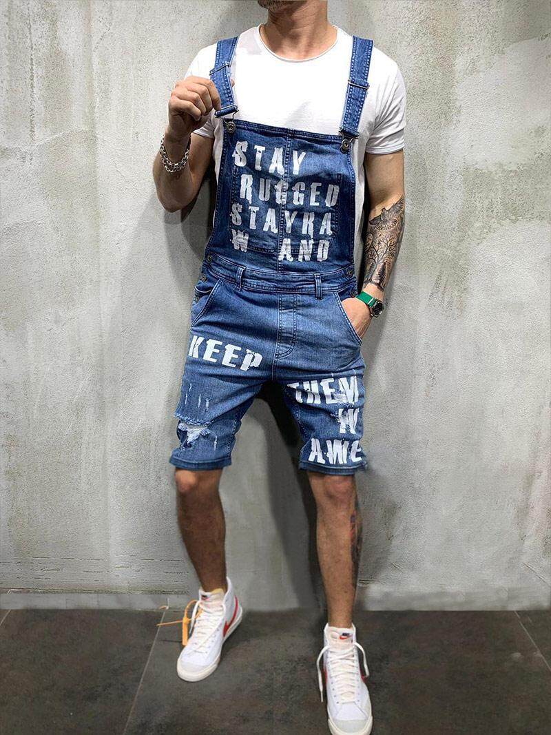 mens ripped denim overalls