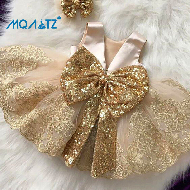 MQATZ Trang Phục Cho Bé Gái Đầm Công Chúa Nơ Vàng Dự Tiệc ĐầM Dạ HộI