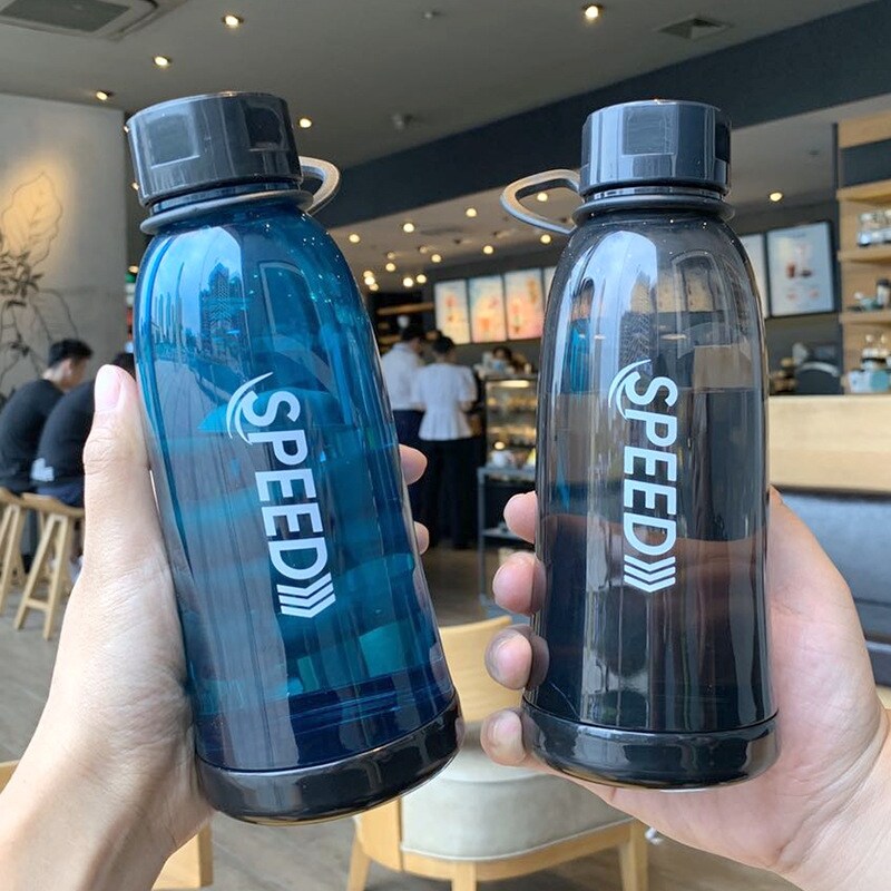 Gambar Fashion Letter INS Solid Color Large Capacity Adult Student Sports Take away Handle Portable Cup Anti fall Plastic Water Bottle