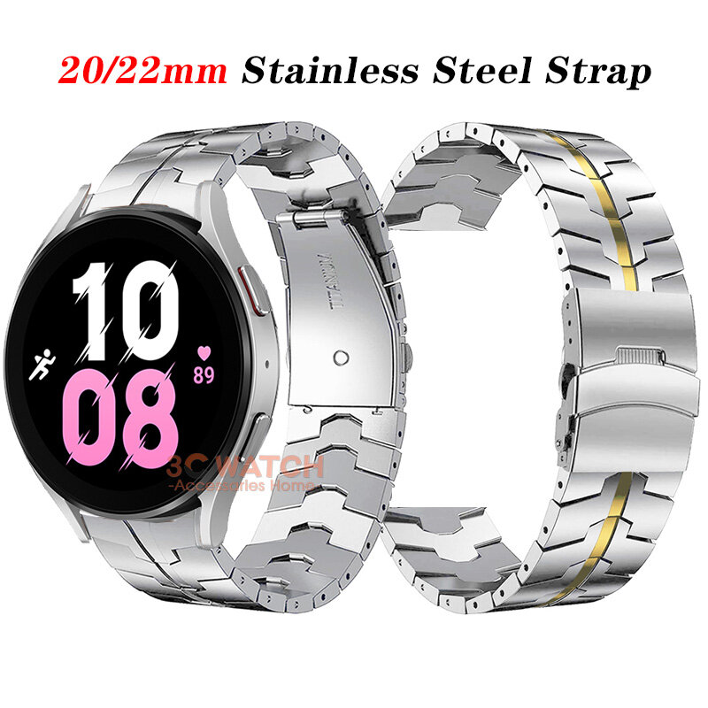 20mm 22mm Classic Business Metal Stainless Steel Strap For Samsung Galaxy watch 5/pro/4 44mm 40mm /classic 3/Active 2/46mm/42mm Huawei GT 2 Pro GT 3 Amazfit GTR GTS Bracelet Giá 246,552 Đồng*Miễn phí vận chuyển