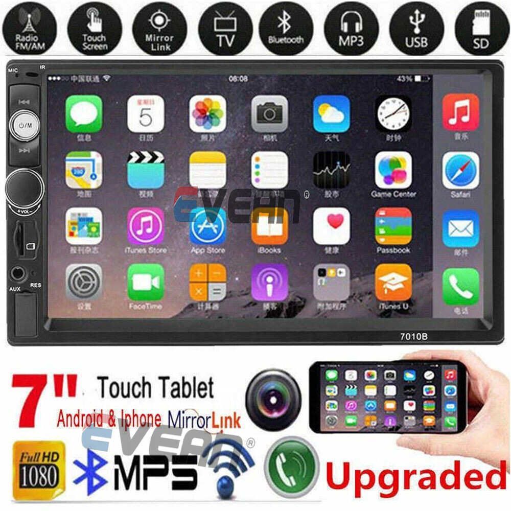 Máy Phát Thanh Stereo Bluetooth 7Inch MP5 Điện Thoại FM/USB/TF/Android & IOS Mirrorlink 7010B Evean-INTL