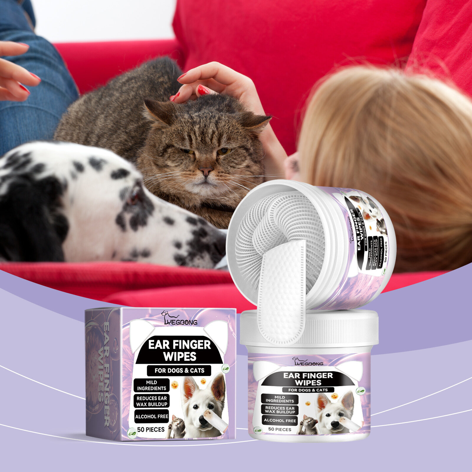 Yegbong Pet cleaning products Ear cleaning wipes Ear care fingertips Ear mite removal Cat and dog ear cleaning pet products Pet Dog Ear Finger Wipes Disposable Cat Eye Wipes Pads Soft Tear Stain Remover Puppy Wax Remover Pet Supplies Grooming ราคา 227 บาท*ส่งฟรี