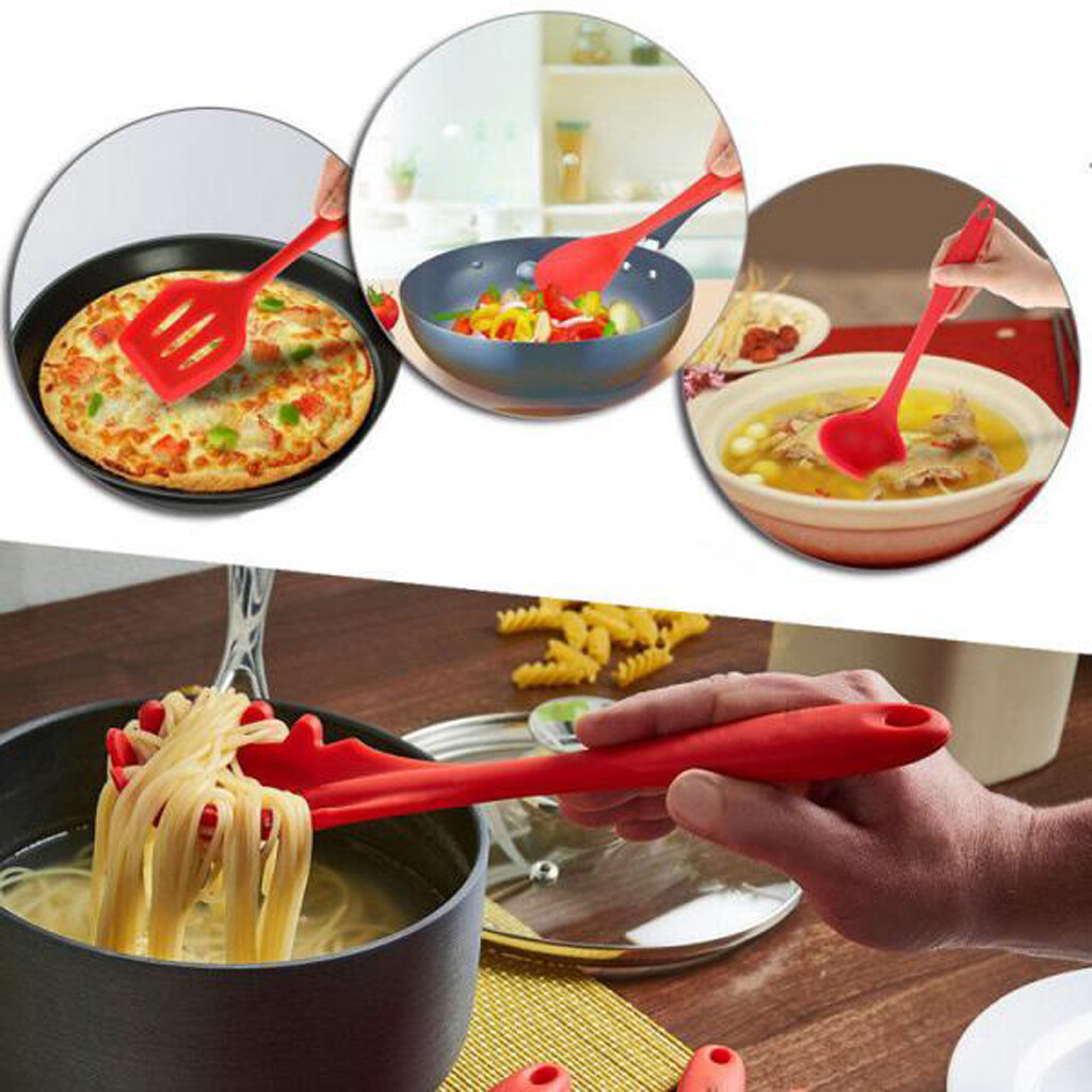 Gambar Fityle 10pcs Silicone Kitchen Cooking Utensils Non Stick Tongs Ladle Gadget