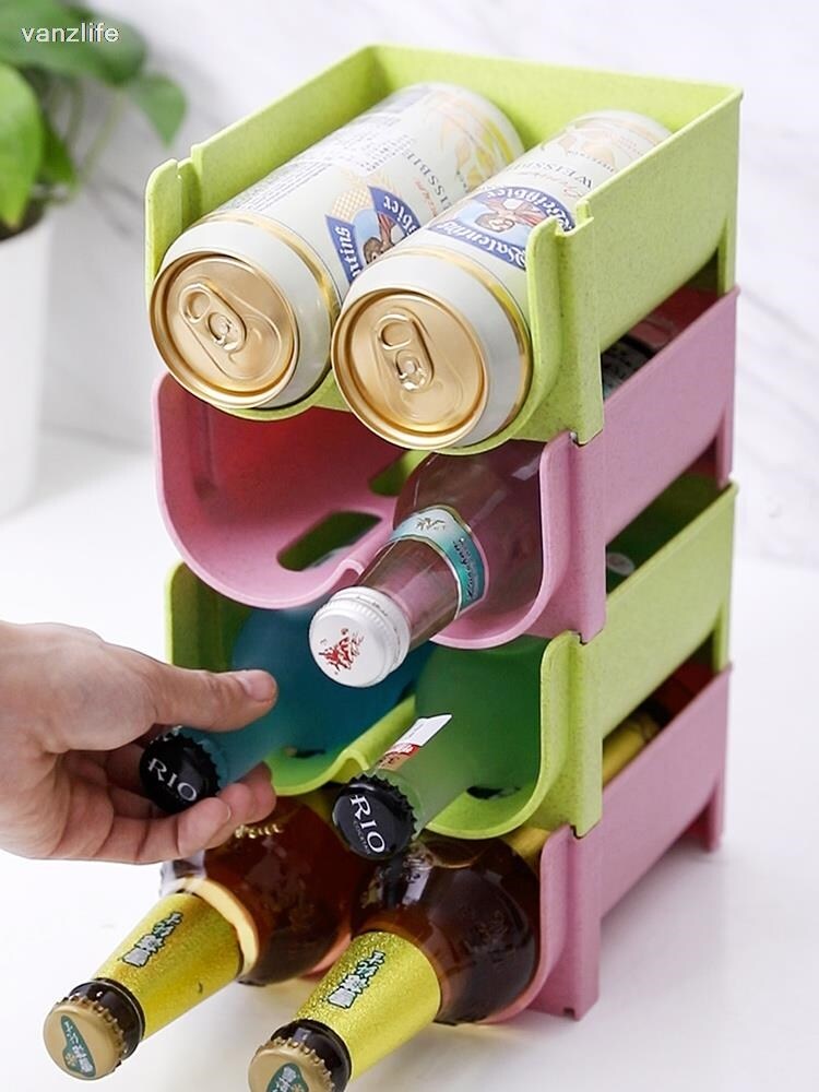 Gambar CW vanzlife Superimposed Refrigerator BeerRack Drawer CansOrganizing Rack Cabinet Wineholder Shelf