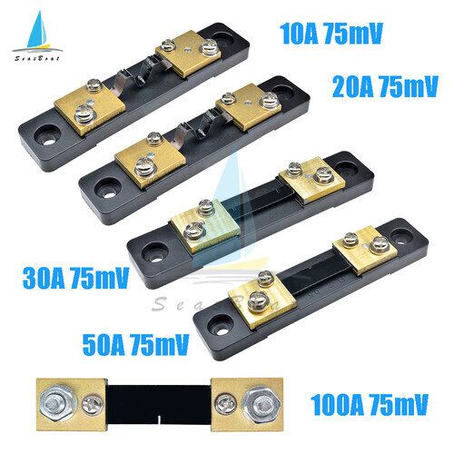SeasBoat Điện Trở Shunt Dòng Điện DC 75mV 10/20/30/50/100A Cho Ampe Kế Bảng Điều Khiển Ampe Kế FL-2
