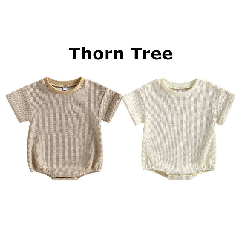 Thorn Tree Newborn Baby Girls Casual Solid Color Romper Jumpsuit Bodysuit