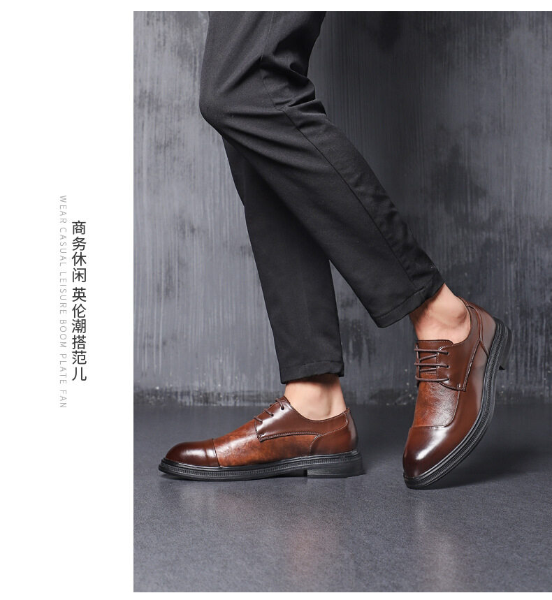 Giày Giày Công Sở Nam Dây Buộc QBELY Cho Nam, Giày Công Sở Tối Giản Trang Trọng Phong Cách Da Nguyên Hạt Oxford 10
