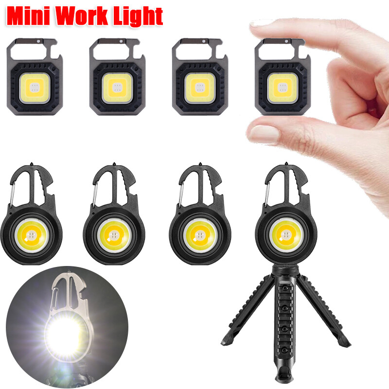 Đèn led mini cầm tay cắm trại ngoài trời làm việc đèn móc chìa khóa mở chai đa dụng đèn pin cob đèn pha đèn hấp thụ từ tính