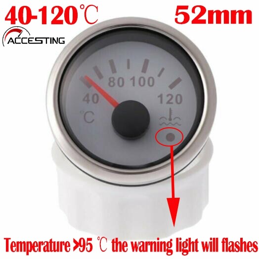 Đồng Hồ Đo Nhiệt Độ Nước Cho Xe Tải Thuyền 2 "52Mm Đồng Hồ Đo Nhiệt Độ 40-120 ℃ Đồng Hồ Chỉ Báo Phương Tiện Cho Ô Tô Với Đèn Nền Màu Đỏ