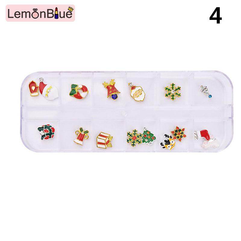 Gambar LemonBlue Merry Christmas Nail Art Alloy Metal Charms Jewelry 3D DIY Decoration Mix Shape