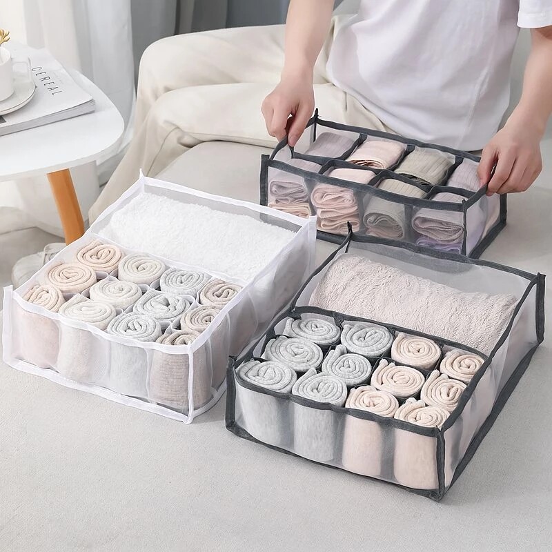 Hộp đựng quần đùi tất đồ lót 13 ô hộp đựng đồ ngăn kéo lưới ngăn cách ký túc xá hộp sắp xếp có thể giặt được