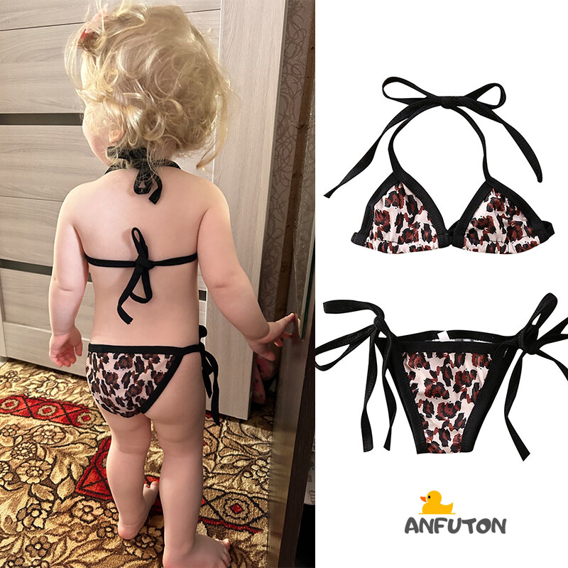 Anfuton 0-24 tháng bé gái mới biết đi Đồ bơi họa tiết da báo Bikini Nữ