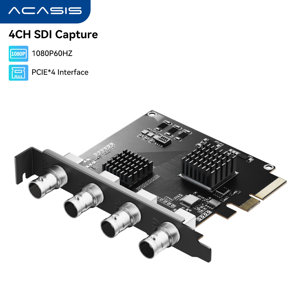 Acasis 4 Channel SDI Capture Card 4 Inputs Per Card Expandable to 12 Channels 1080P60FPS Uncompressed PCIe Ultra Low Latency for Multi Camera Live Streaming Production Harga 1,007 Ringgit*Penghantaran Percuma