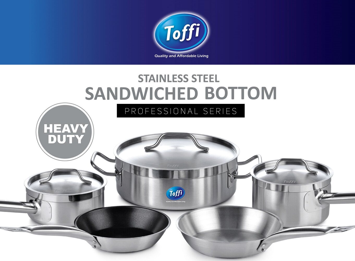 Stainless Steel Sandwich Bottom Deep Saucepan With Lid, 8616