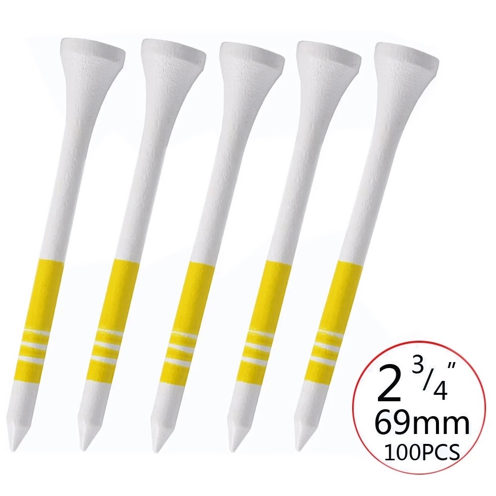 100 cái/gói tee golf chuyên nghiệp tee gỗ golf 69mm tee golf bền với sọc màu vàng