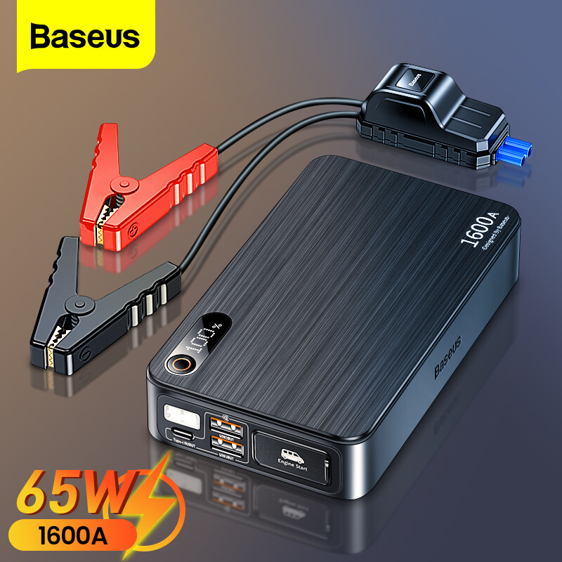 Baseus 1600A Car Jump Starter Power Bank 16000mAh 12V Starting Device Powerful Portable Charger PD 65W Car Battery Booster Start ราคา 4,599 บาท*ส่งฟรี