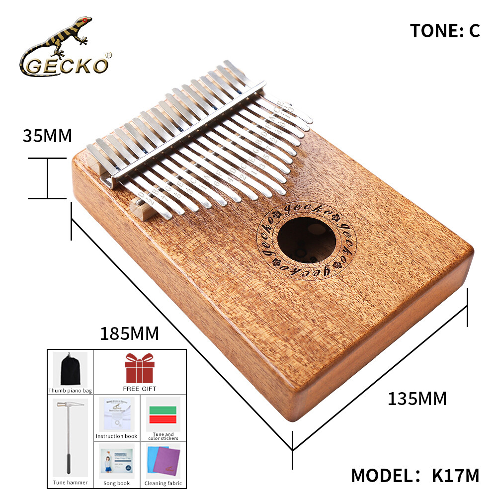 GECKO Kalimba 17 -key thumb piano with waterproof protective box portable child adult gift - 8