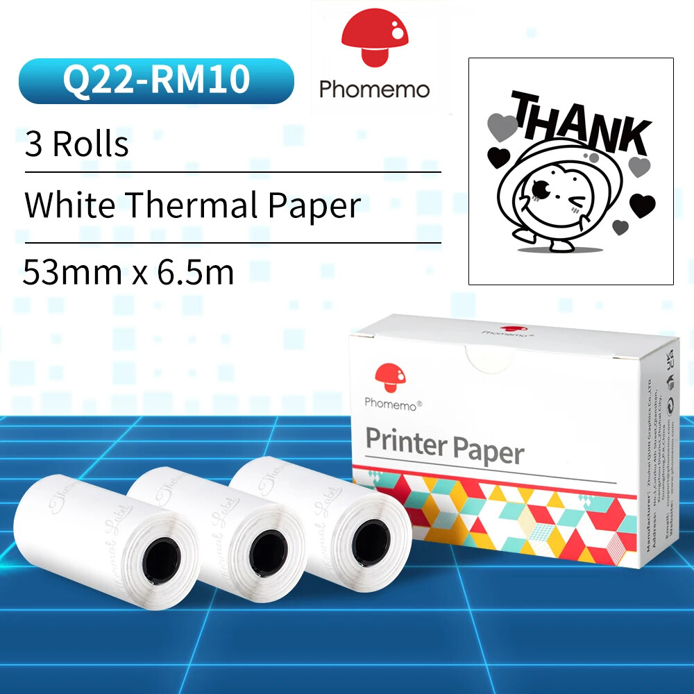 3 cuộn/hộp phomemo tự dính giấy nhiệt bóng có thể in nhãn dán giấy tờ cho phomemo M02/m02s/m02pro máy in cho phomemo bỏ túi Bluetooth Máy in di động, 50mm x 3.5m