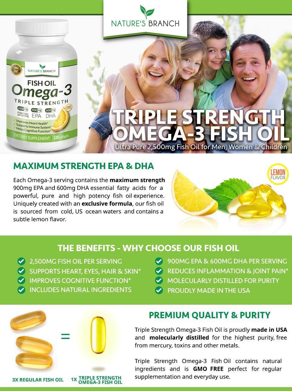 Triple Strength Omega 3 Fish Oil Burpless Pills EPA and DHA Men & Women Supplements Capsules Poster