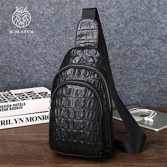 Schlatum da chính hãng Cá sấu hạt Ngực Túi cho nam giới thời trang Crossbody Túi cá nhân Túi Túi Vai Túi