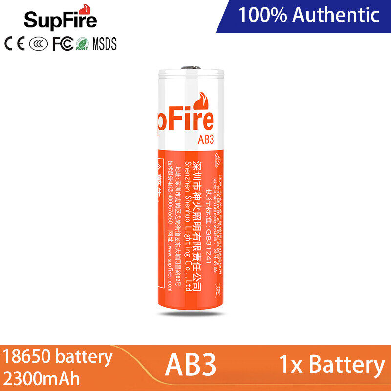 Superfire AB3 sức chứa lớn 18650 Li-ion Bộ sạc pin 2300mAh 3.7V/4.2V Đèn pin ánh sáng mạnh