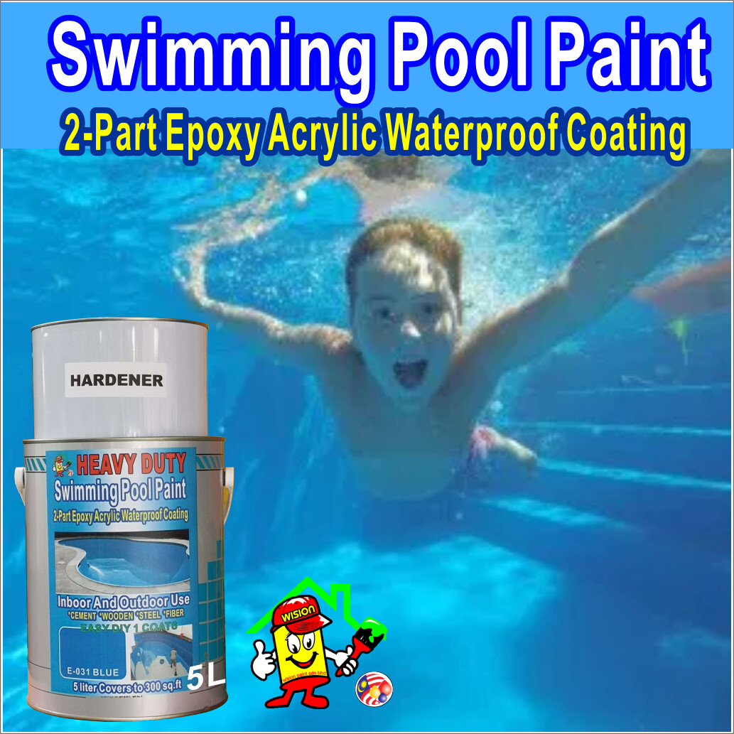 ( 5L ) SWIMMING POOL EPOXY PAINT • 5LITER • Heavy Duty • Epoxy Acrylic Waterproof Coating • Kolam Renang Harga 240 Ringgit*Penghantaran Percuma