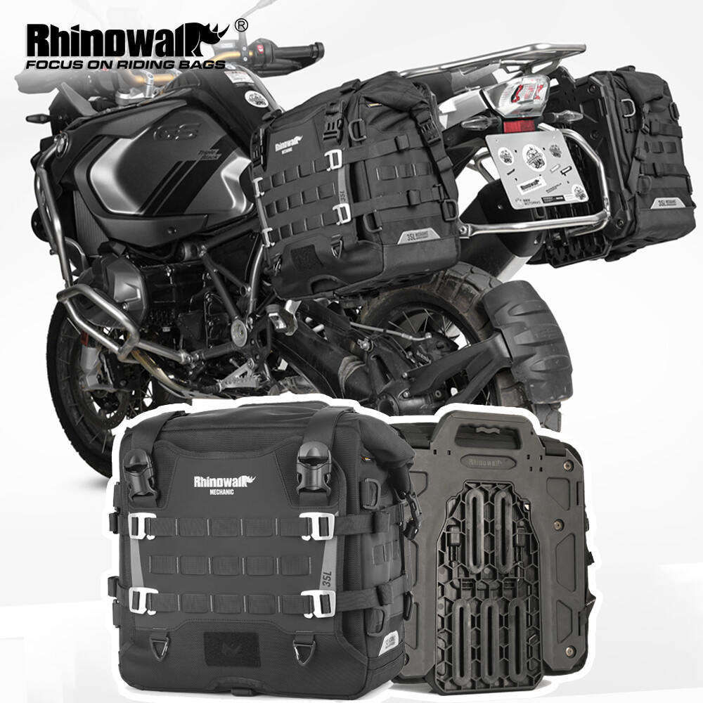 Rhinowalk Motorcycle Quick Release Side Bag Waterproof 35L Big Capacity Anti-Theft With Lock Hole （No Lock） Molle Saddlebag or Expander Cycling Travel Storage Pannier Bag For BMW KTM ADV Motorcycle ราคา 768 บาท*ส่งฟรี