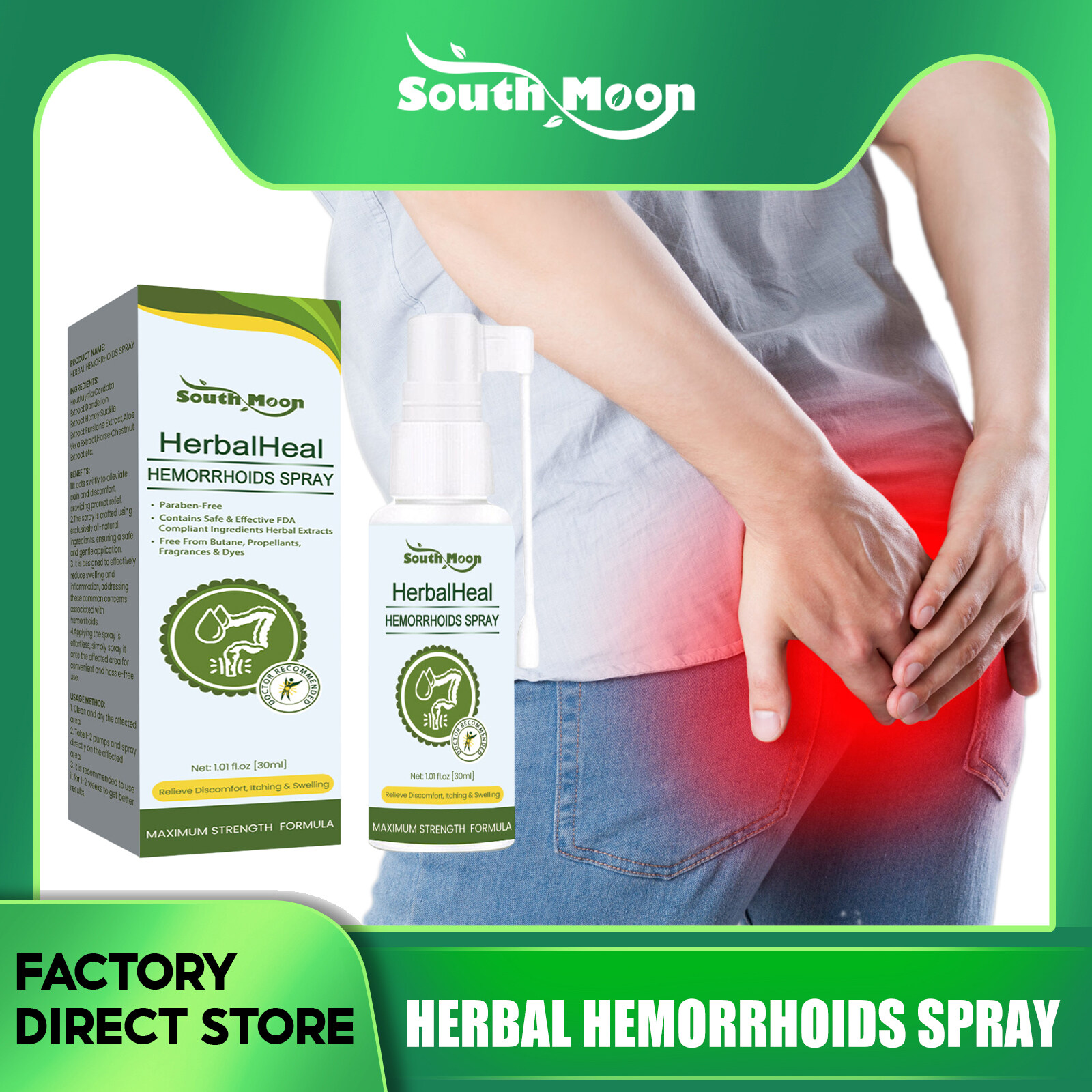 South Moon Herbal Hemorrhoids Spray Hemorrhoid Pain Treatment Spray Repair
