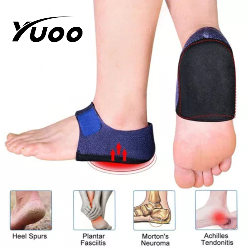 Yuoo 1Pair Back Heel Protective Sleeve Breathable Heel Pad Adjustable Gel Heel Protectors Washable Arch Wrap Flat Feet Support Pain Relief Dry Cracked Tumit Sakit